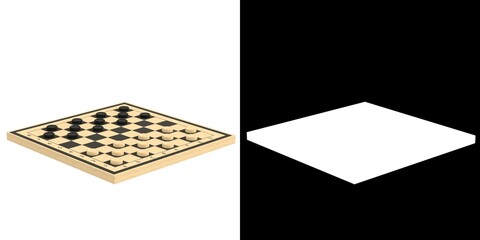 3D rendering illustration of a draughts game board - obrazy, fototapety, plakaty