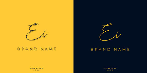 Minimal line art letters EI Signature logo. It will be used for Personal brand or other company.