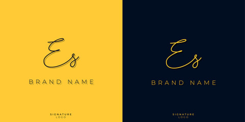 Minimal line art letters ES Signature logo. It will be used for Personal brand or other company.