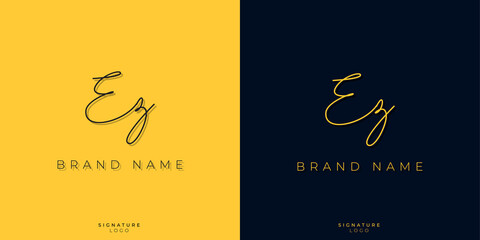 Minimal line art letters EZ Signature logo. It will be used for Personal brand or other company.