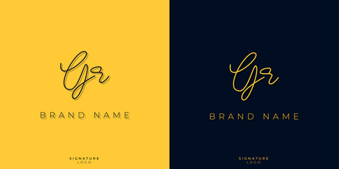 Minimal line art letters GR Signature logo. It will be used for Personal brand or other company.