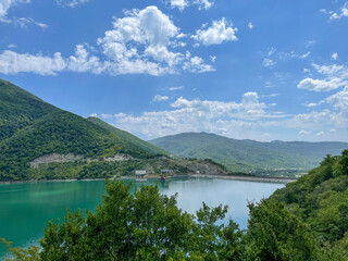 Obraz na płótnie Canvas lake, reservoir and mountains