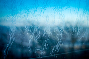 Frost pattern on glass - winter concept