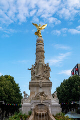 Obraz premium Walking on streets in central part of old French city Reims with famous champagne houses, France