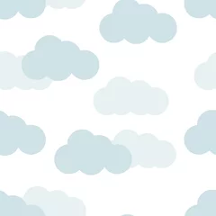 Behang Uit de natuur naadloze patroon schattige wolken op blauwe pastel noot. patroon vectorillustratie van de hemel. tekenfilm, kinderachtig schattig patroon voor textiel, stof, behang