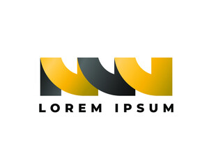 Triple N Gold and Black Logo Concept Vector Illustration