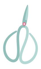Blue scissors in a naive style. Clipart.