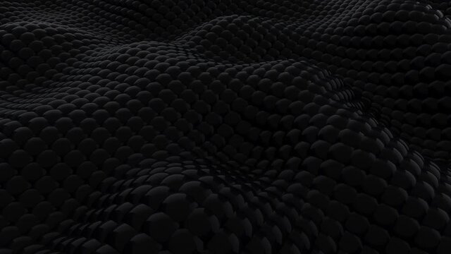 abstract black background 3d glossy spheres wave loop	
