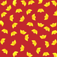 Gold ingot raining on red background, Chinese New year concept with good wealth