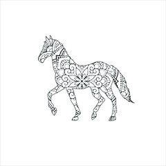 horse vector | horse mandala coloring page | silhouette of a horse