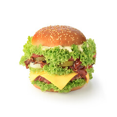 Fresh tasty burger isolated on white background