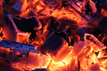 beautiful background, burning coals in different colors