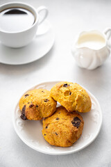 Pumpkin cookies with chocolate chips. Homemade cookies, ugly food concept.