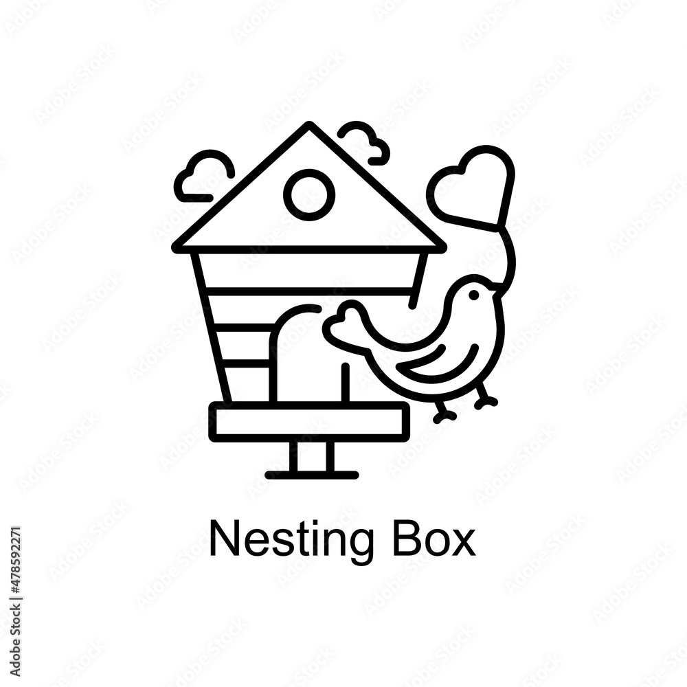 Poster nesting box vector line icons for your digital or print projects.