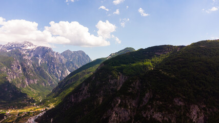 Spring morning at mountains and clouds