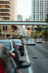 city street traffic cars road miami urban downtown  sky 