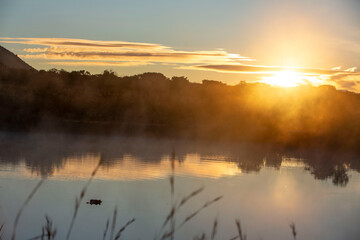 Sunset over a lake in South Africa