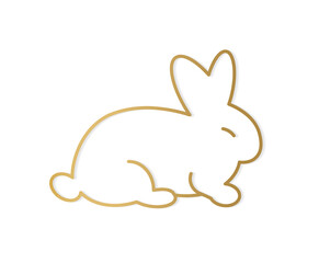 golden rabbit outline- vector illustration