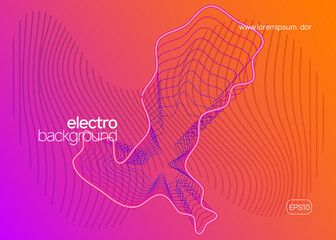 Obraz premium Neon techno event flyer. Electro dance music. Electronic sound.