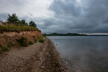 The sandy steep shore of Lake Razna in Latvia
