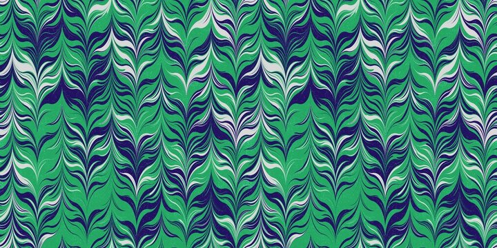 Seamless tileable marbling pattern with green dark blue and white color turkish ebru art 