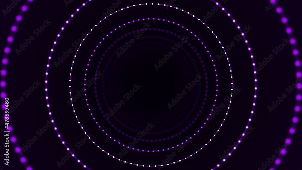 Poster abstract tunnel of dots and lines. 3d wormhole with a mesh structure. vortex. 3d rendering