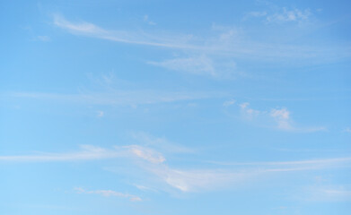 Blue sky with white cloud. Beauty clear cloudy in sunshine calm bright winter air background.
