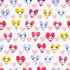 Panda Heart Seamless Pattern