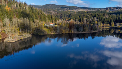 The Albstausee (Alb Reservoir) in the valley of the river Alb near St. Blasien in the Black Forest,...