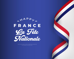 Happy France Bastille Day or Independence Day Celebration Vector Design Illustration. Template for Poster, Banner, Advertising, Greeting Card or Print Design Element - obrazy, fototapety, plakaty
