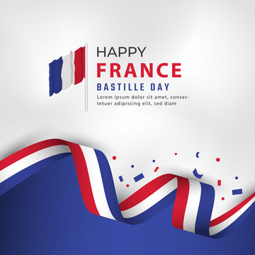 Happy France Bastille Day or Independence Day Celebration Vector Design Illustration. Template for Poster, Banner, Advertising, Greeting Card or Print Design Element