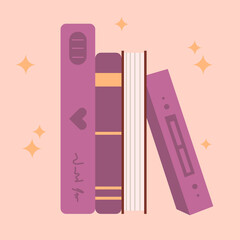 Cute books. Collection of clipart books for design. Colorful books set isolated. Vector clip.