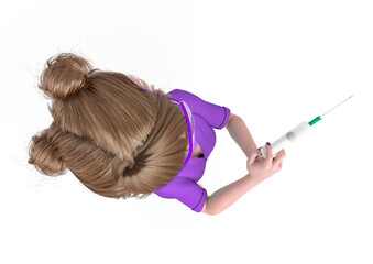 nurse girl is holding a syringe to apply the vaccine top view