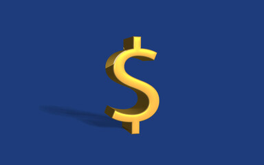 Golden Dollar Sign in Front Of Blue Background