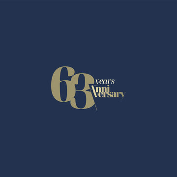 63 years anniversary logotype with modern minimalism style. Vector Template Design Illustration.