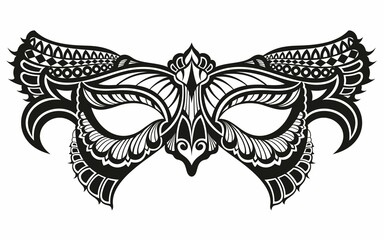 Carnival mask silhouettes isolated on white. Masquerade and ornate, accessory and anonymous. Vector illustration