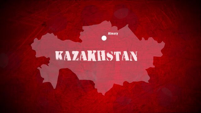 Map of Kazakhstan in red colors. revolution in Kazakhstan. Grunge background.