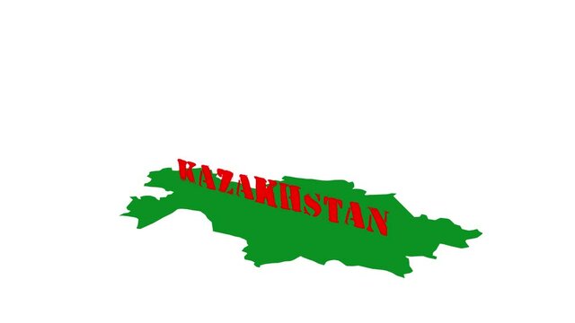 Map of Kazakhstan with pin of country capital. Kazakhstan Map with neighboring countries in green color.