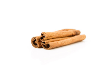 Cinnamon sticks isolated on white background     