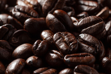 Deep roasted whole coffee beans 