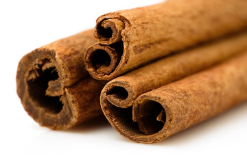 Cinnamon sticks isolated on white background     