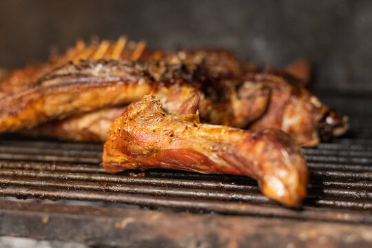 cabrito typical food from Argentina on the grill