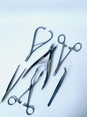 surgical instruments on white background