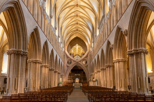 View of the inside of Wells cathedral in Somerset