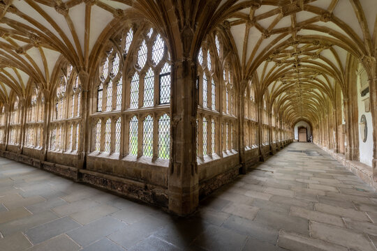 The cloisters inside Wells cathedral in Somerset