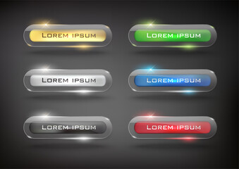 button web  glass on iron set on background color black