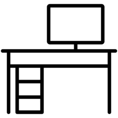 Computer table outline icon for web and mobile