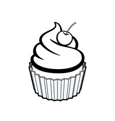 classic cartoon cupcake simple outline