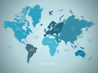 Fototapeta na wymiar World Map Pure