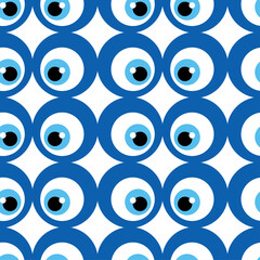 Seamless pattern with Turkish evil eye bead. Good luck. Turkish tile. Oriental ottoman design